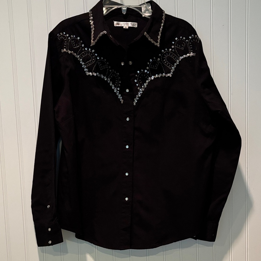 Cumberland Outfitters Black Western Embellished Shirt Size M